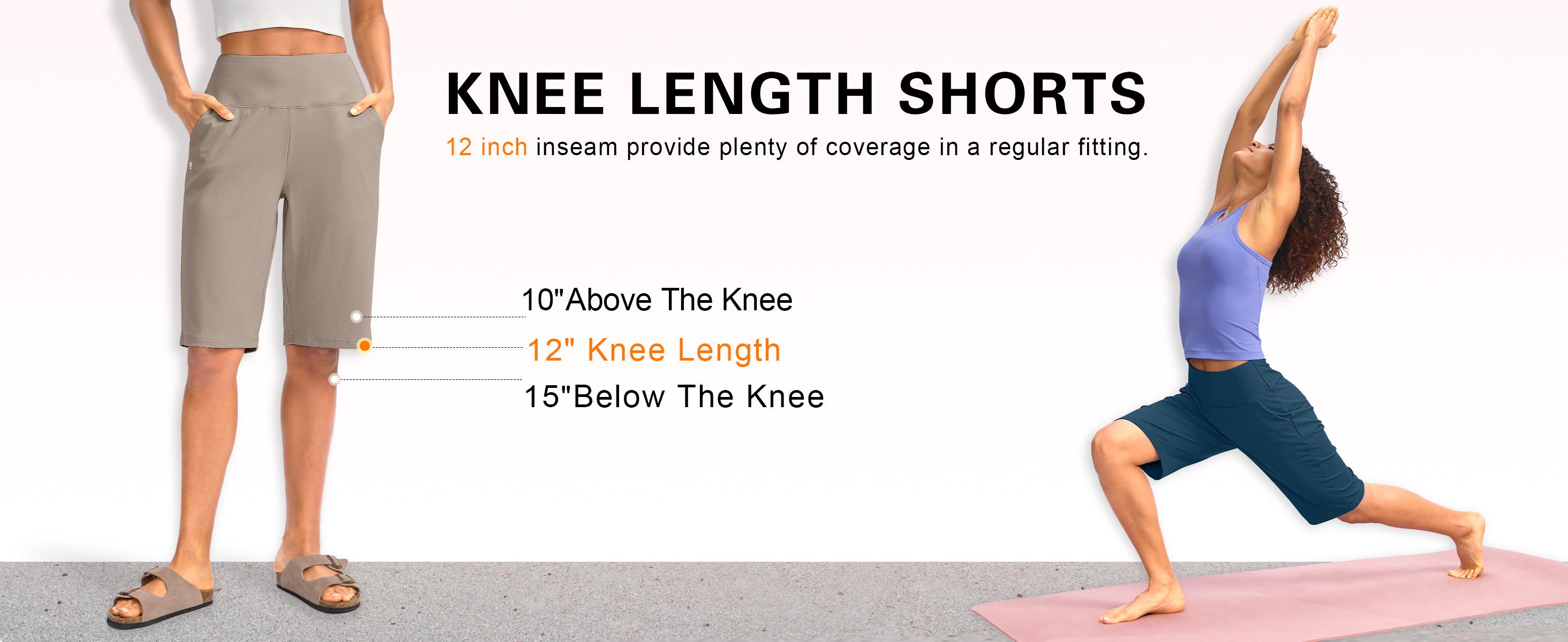 G Gradual Women's 12" Bermuda Long Shorts with Pockets High Waist Stretch Knee Length Shorts for Women Summer Walking