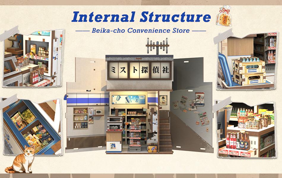 CUTEBEE Beika-cho Convenience Store Book Nook Kit DIY Miniature House Japanese Detective Store Dollhouse Booknook for Adults Tiny House Bookshelf Decor 3D Wooden Puzzle Gifts