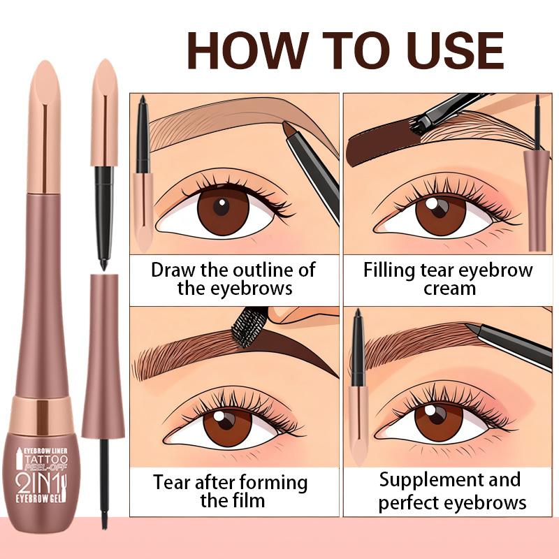 Easy Peel-Off Eyebrow Gel - Waterproof & Sweatproof, Long-Lasting Black or Brown Tattoo Tint, Film Forming, Medium Coverage for All Skin Types Waterproof Natural Shedding Eyebrow Gel Makeup Cosmetic eyebrow pencil eyebrow gel eyebrow tint  1# Darkbrown