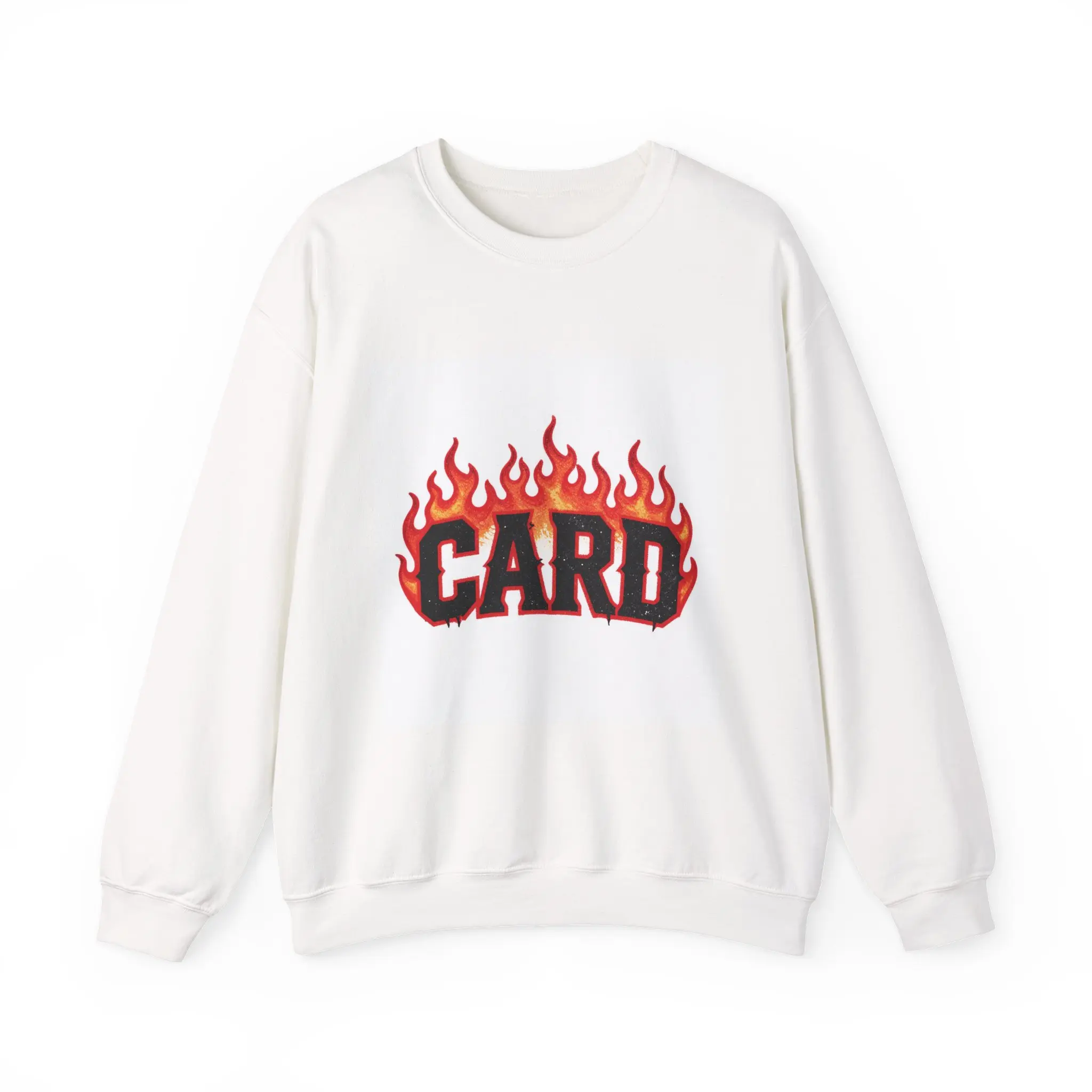 Flaming CARD sweatshirt | fire text crewneck