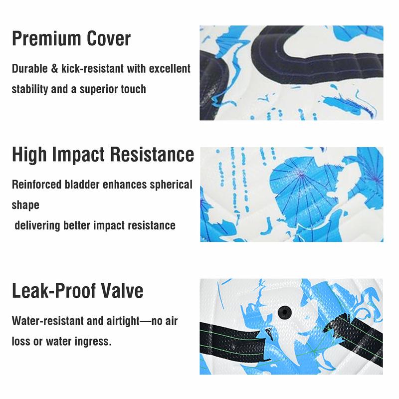 Size 5 Soccer Ball Football Durable PU Leather Set Machine Stitched for Training & Entertainment Perfect Gift for Boys Men