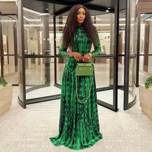 Women's Green Dress, 2025 Elegant Long Sleeve Long Mesh Dress for Party Banquet, Ladies Summer Clothes, Fall, Casual Womenswear winter fashion mom