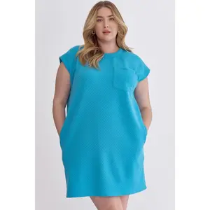 CURVE True Blue Texture Mini Dress By Entro