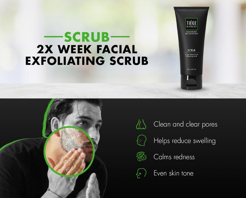 Exfoliating Face Scrub for Men | Deep Pore Cleanser, Fights Dry Skin & Removes Dead Cells (2 oz) -Tiege Hanley