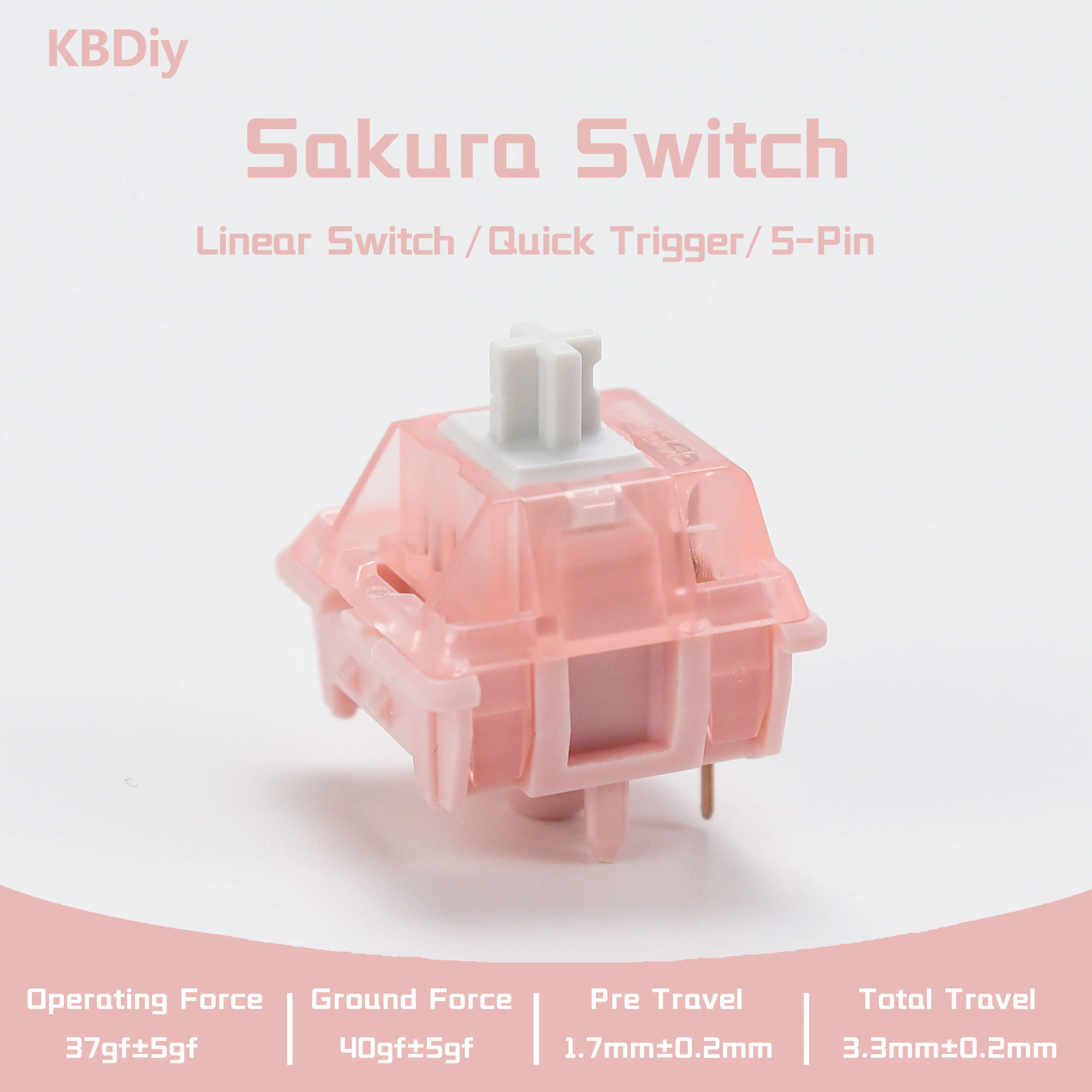 KBDiy Sakura Switch Linear Keyboard Switches(35pcs) for Gaming Mechanical Keyboard KIT Pink Factory Lubed Custom DIY MX HIFI 5Pin