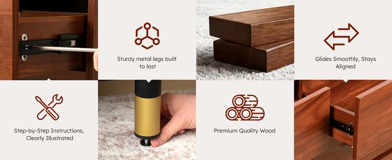 BERRY NEST Walnut Dresser for Bedroom, 6 Drawer Brown Wood Dresser with Modern Storage Organizer, Wide Chest of Drawers for Closet, Clothes, Living Room