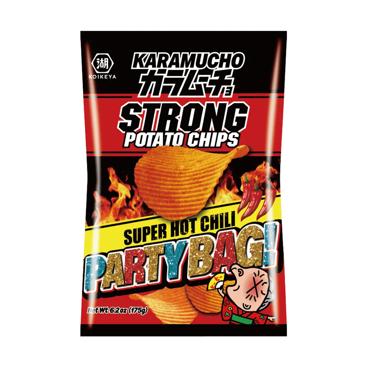 KOIKEYA Karamucho Spicy Potato Chips - Extra Hot Flavor, 175g Family Size Bag