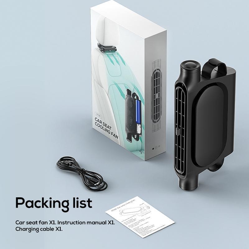 Joytutus Car Seat Fan USB Plug-in Dual Turbo High Wind Power 3-Speed Adjustment Magic Tape Easy Install Universal Fit ABS Material Black Brown