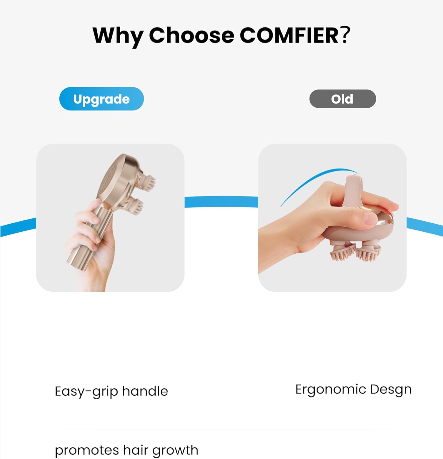 COMFIER Handheld Scalp Massager Hair Growth,Cordless Hair Head Massager with 3 Modes & 8 Silicone Claws,IPX7 Waterproof Body Massager for Stress Relax,Pet Massage,Head Scratcher,Gifts Men,Women(Gold)(Black) COMFIER Handheld Scalp Massager Hair Growth,Cordless Hair Head Massager with 3 Modes & 8 Silicone Claws,IPX7 Waterproof Body Massager for Stress Relax,Pet Massage,Head Scratcher,Gifts Men,Women(Gold)(Black)