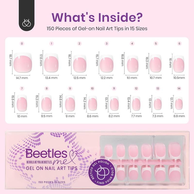 Beetles X Press Plus Press On Nails Tips, French Tip  Square/Squoval/Almond -No File Need DIY Manicure for Nail Extension Gifts for Women thick  press  nails acrylic #TikTokShopBacktoSchool