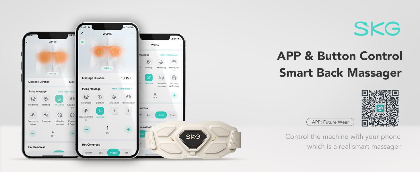 SKG W9 Pro Lower Back Massager, Adjustable Cordless Heating Pad Vibrating Back Massager Waist Lumbar Belt, Gifts for Mom Dad Men Women Comfort SKG W9 Pro Lower Back Massager, Adjustable Cordless Heating Pad Vibrating Back Massager Waist Lumbar Belt, Gifts for Mom Dad Men Women Comfort