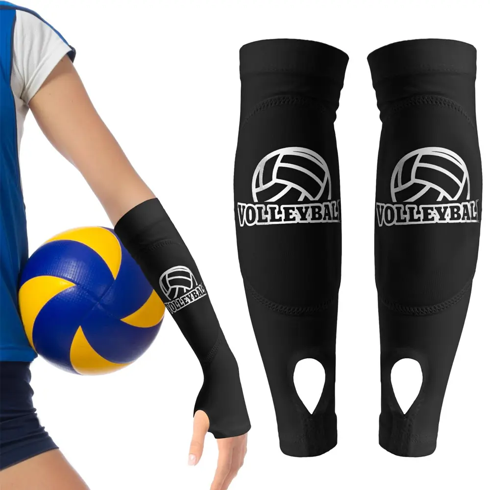 1 Pair Volleyball Double Arm Sleeves, Volleyball Compression Sleeves Sports Forearm Sleeves, Protective Sleeves, Arm Sleeves Cover, Women's Volleyball Elbow Pads Set, Elastic & Breathable Fabric, Thick Padding Collision Protection, Sports Accessories