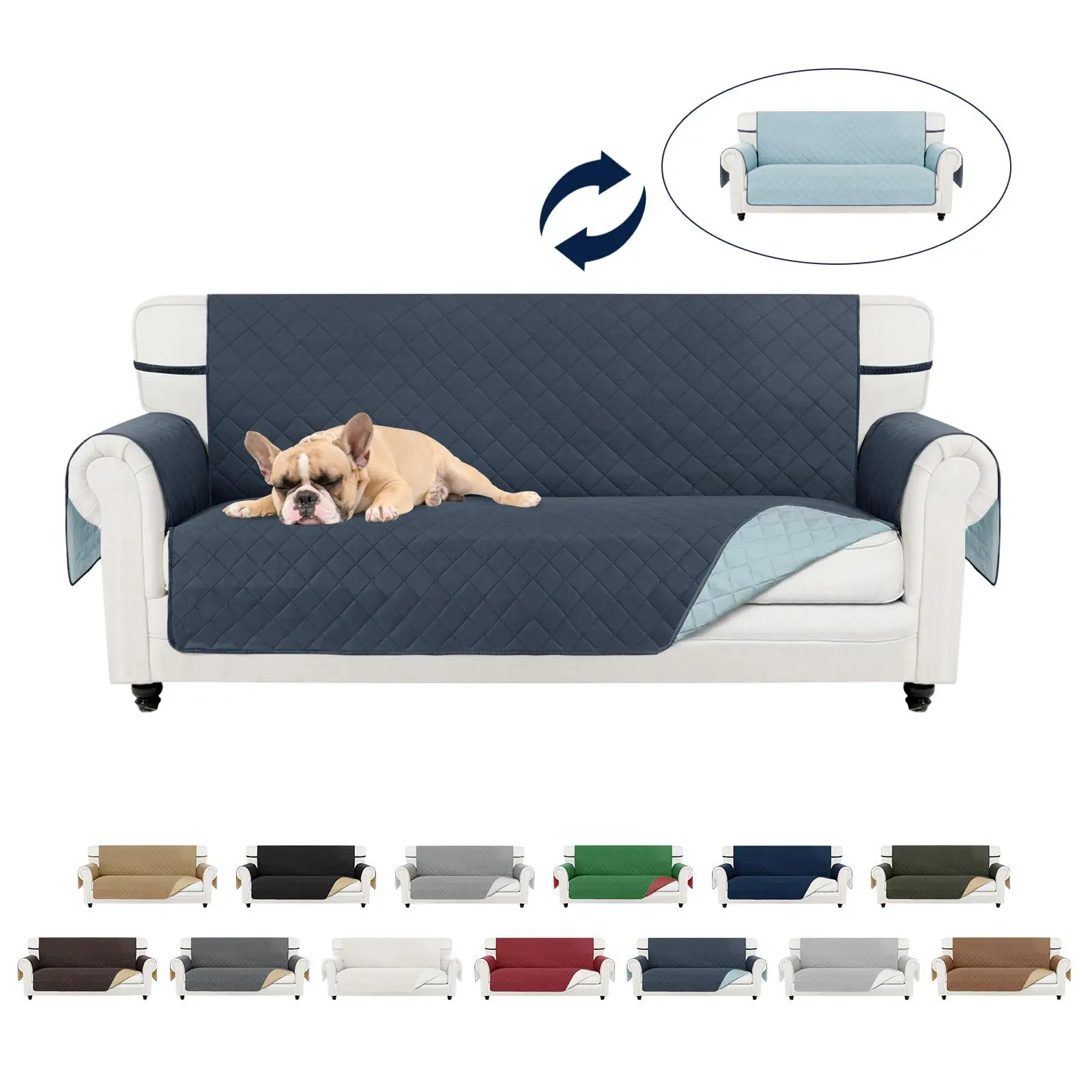Easy-Going Reversible Couch Cover for sofa, Water Resistant Sofa Protector Slipcover for 1/2/3/4 Seater with Foam Sticks Elastic Straps for Pet, Sofa Blanket, Livingroom,back to school,dorm essentials,home decor,home essentials