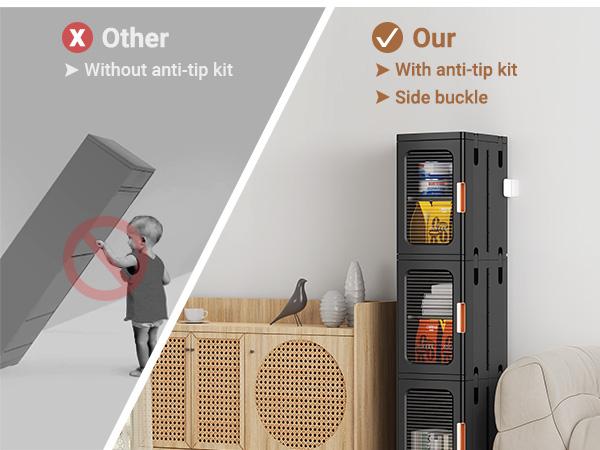 Broview Tall Narrow Storage Cabinet Organizer, Slim Bathroom Cabinets with Doors and Shelves Adjustable, Plastic Kitchen Pantry Organizers and Storages for Small Space, Laundry