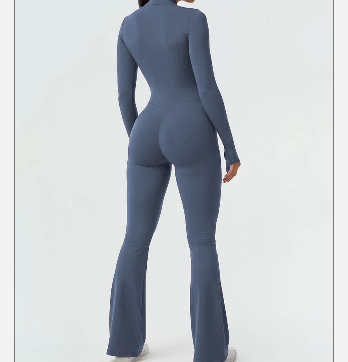 MFVIM Sporty Women’s Solid Color Half Zip Mock Neck Sports Jumpsuit by  - Casual, Comfortable, Breathable Long Sleeve Skinny Jumpsuit for Yoga, Gym, Workouts Stretchable Activewear SpringStatements