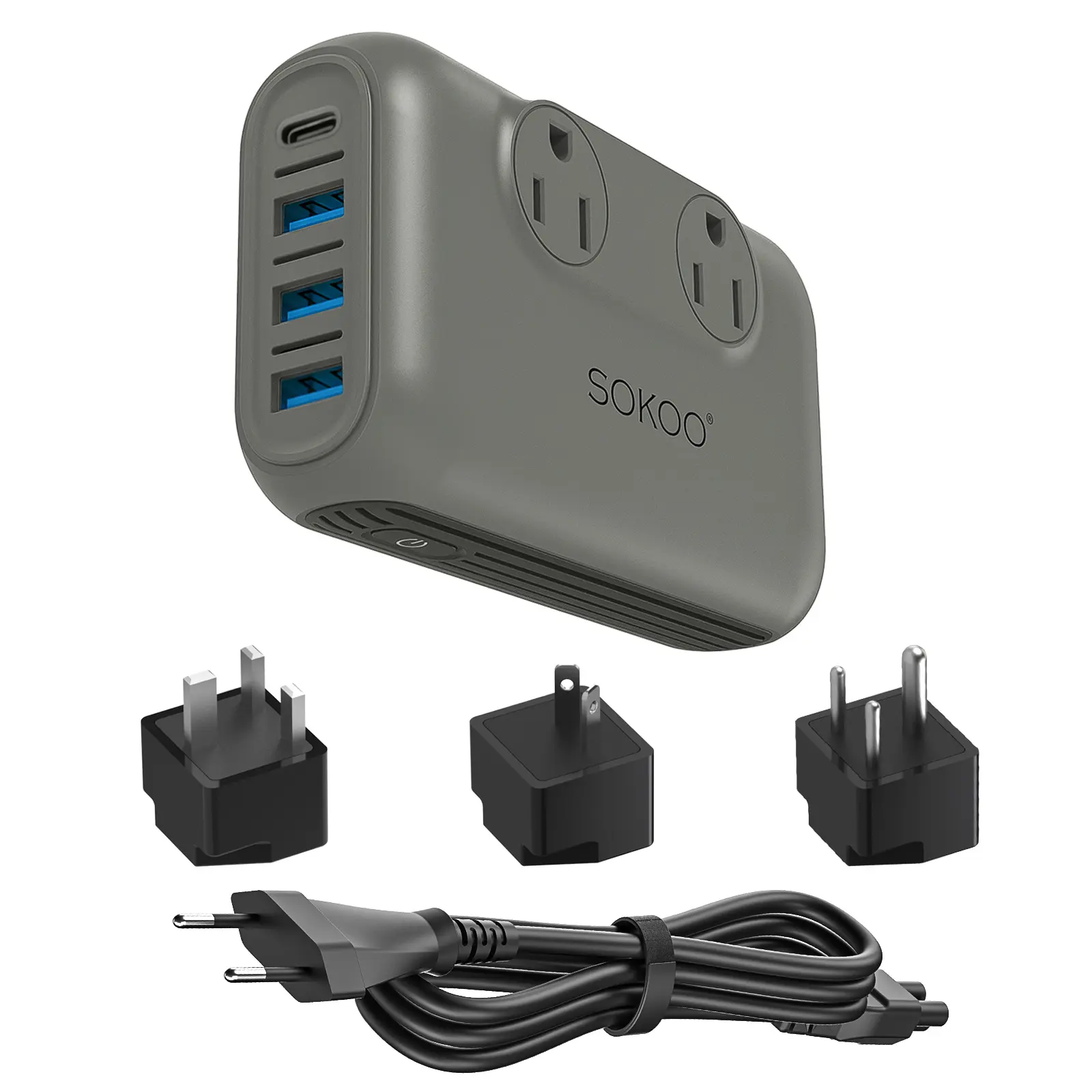 230W 220V-to-100-120V Step-Down Voltage Converter with USB-C Port, 2 Adapters, Universal Multifunctional Socket, Portable International Plug Adaptor, Patented Design for USA Appliances in Europe, Universal Socket, Usb Charging Station, High Power Socket,