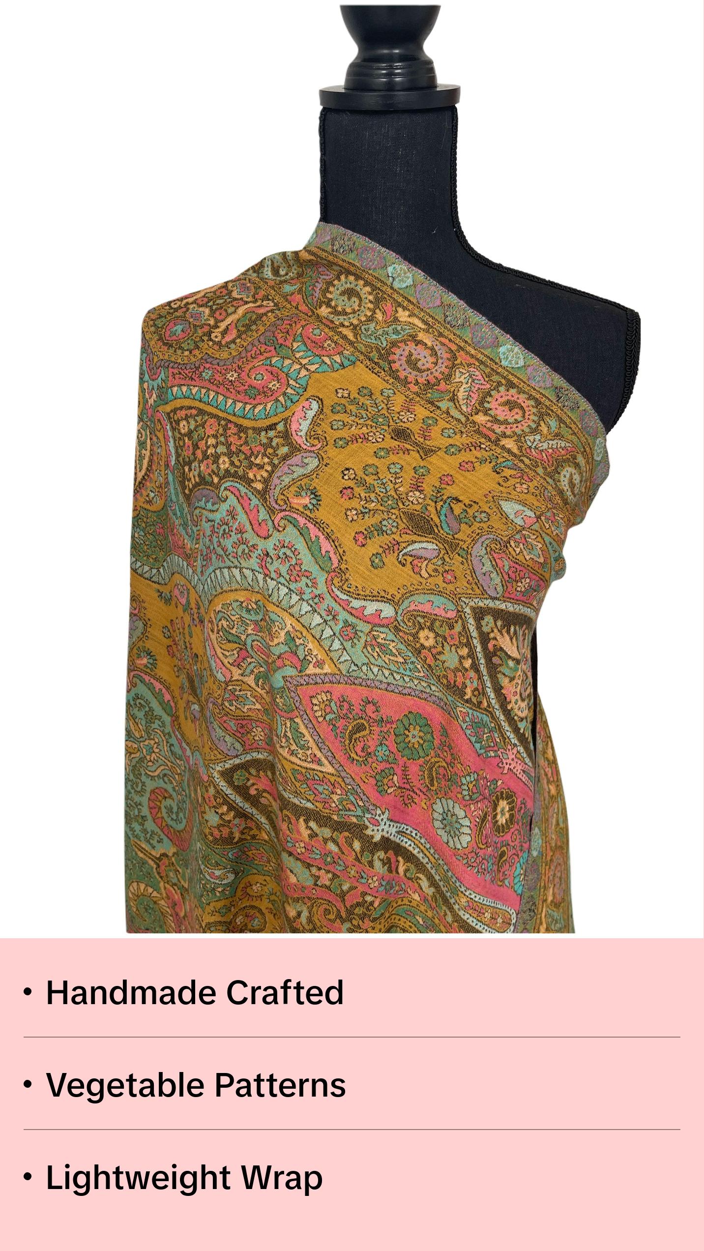 Handmade Pashmina Shawl - Mustard