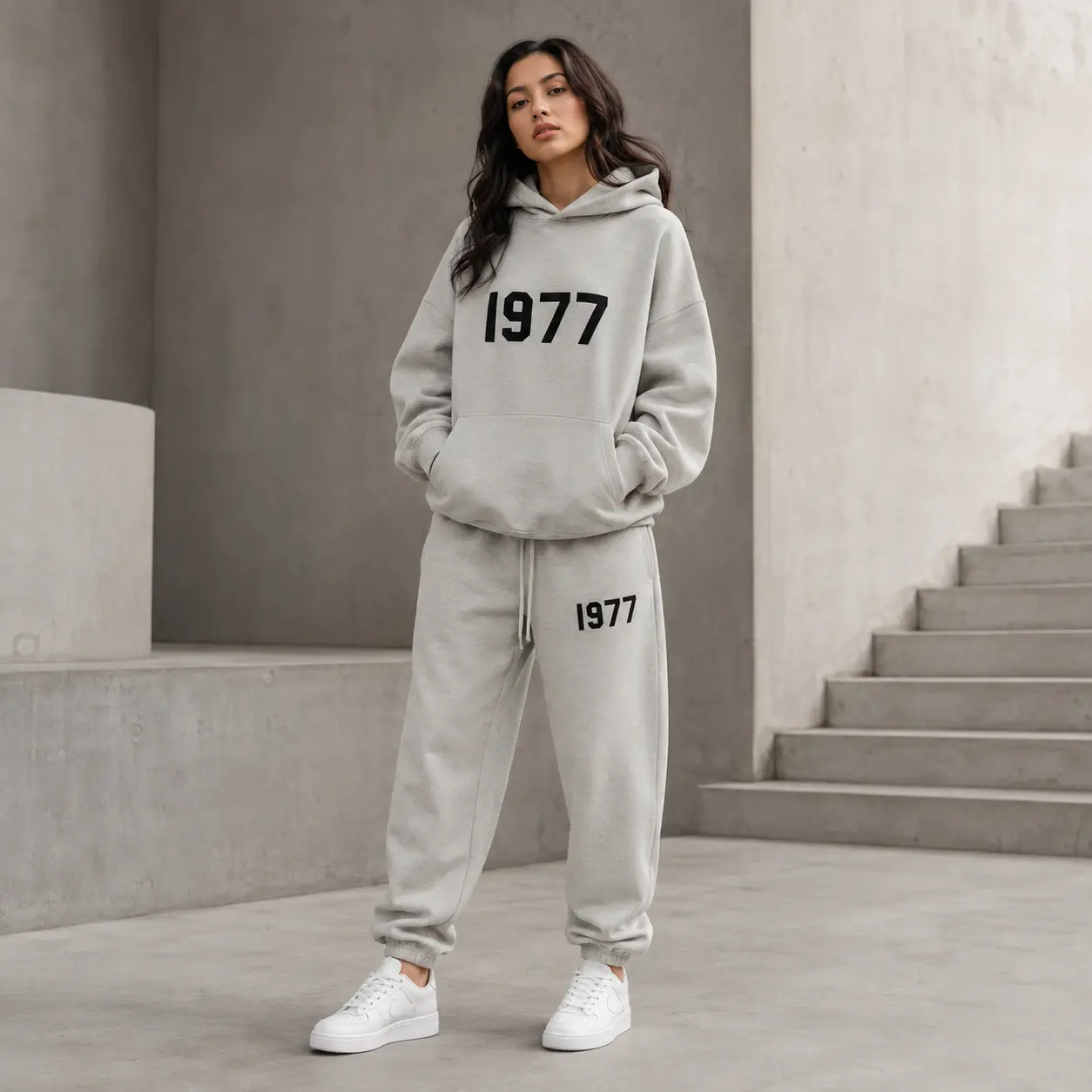1977 Vintage Hoodie & Jogger Set – Unisex Streetwear Outfit