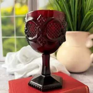 Vintage Red Glass Chalice 6 x 3.5 inches