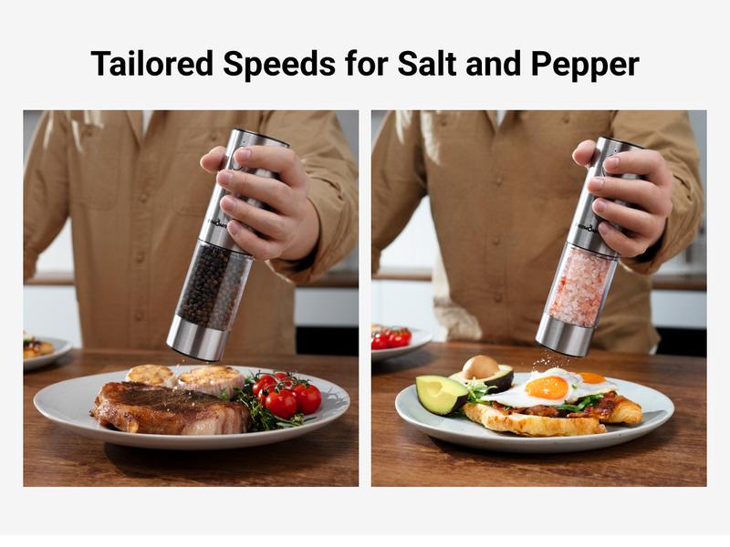 [Large Capacity and LED Light] Electric Salt and Pepper Grinder Set, 3.2oz Larger Rechargeable Automatic with 6 Adjustable Coarseness, Ground Cannon Shaker Peppermill, Black Friday and Christmas Gift