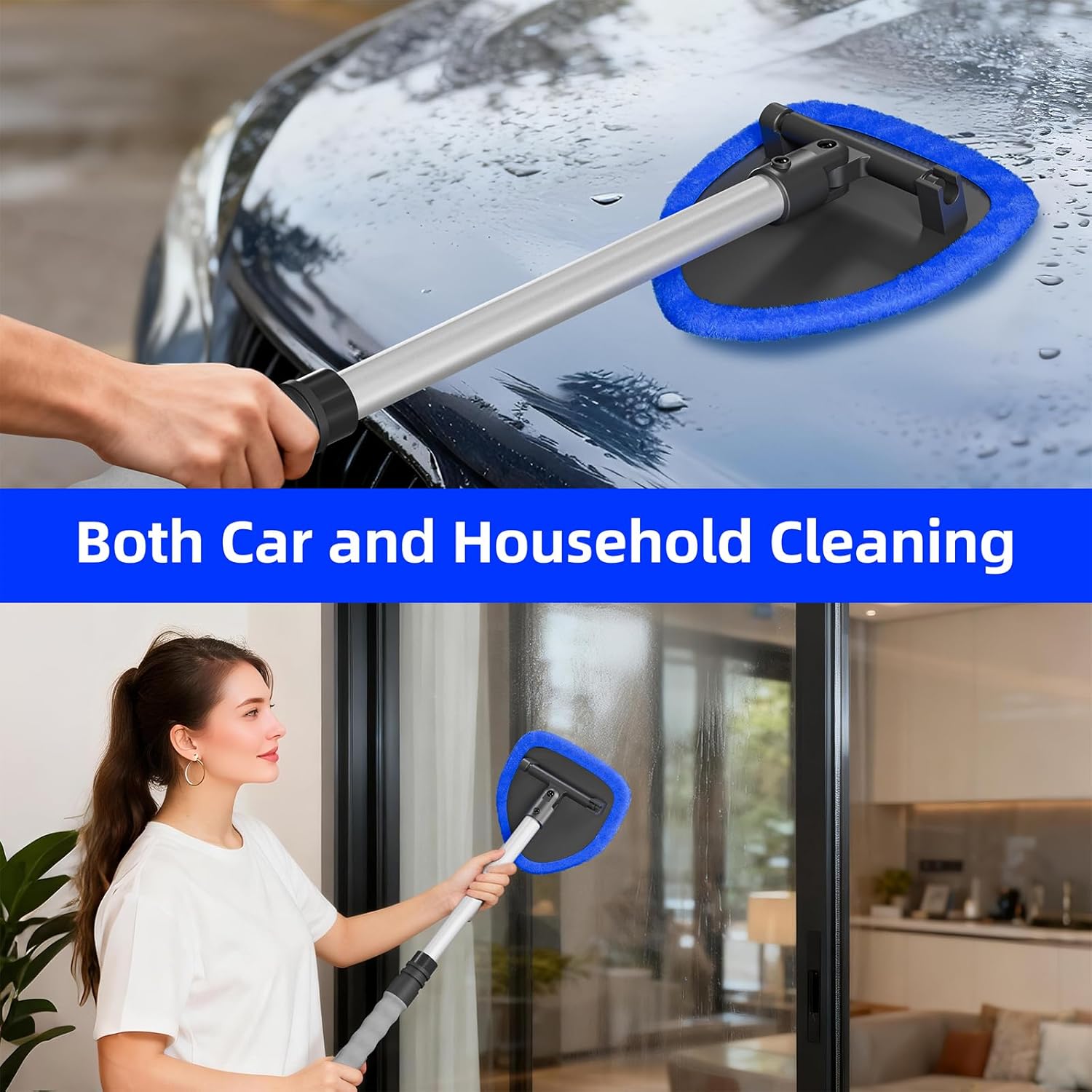 Windshield Cleaner Tool – Upgrade Large Head Car Interior&Exterior Window Cleaning Kit with Extendable Handle & 4 Microfiber Pads, Auto Wiper Brush for Car, Trucks, SUVs, RVs & Home Windows Windshield Cleaner Tool – Upgrade Large Head Car Interior&Exterior Window Cleaning Kit with Extendable Handle & 4 Microfiber Pads, Auto Wiper Brush for Car, Trucks, SUVs, RVs & Home Windows