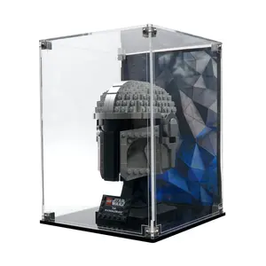 Acrylic Display Case UV Print Compatible with LEGO® 75328 Mandalorian Helmet - Set Not Included