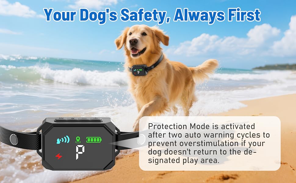 【NewYear2026】GPS Wireless Dog Fence, Electric Fence for Dogs, Perimeter Collar Fence System, Radius 33-1999 Yards, IPX7 Waterproof, Beep Vibration Shock Correction, for Pets Over 18 Lbs