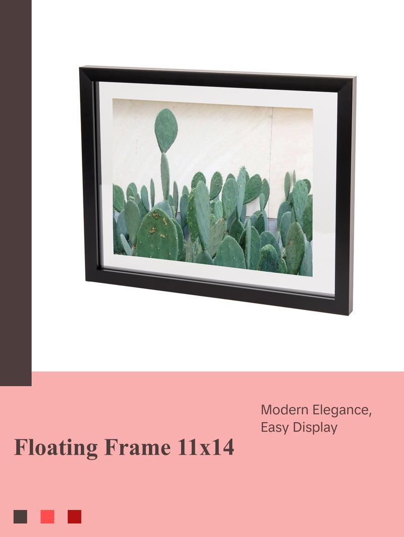 Umbra Document Floating Picture Frame - Modern Black Frame for Certificates, Awards, and Photos - 11 x 14 Inch Decor Photo Wall Artwork