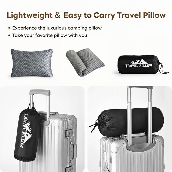 【Small Shredded Memory Foam Pillow】Your All-in-One Travel & Camping Pillow — Medium Firm Support, Breathable Cover, Perfect for Backpacking, Hiking, Flights & Road Trips!