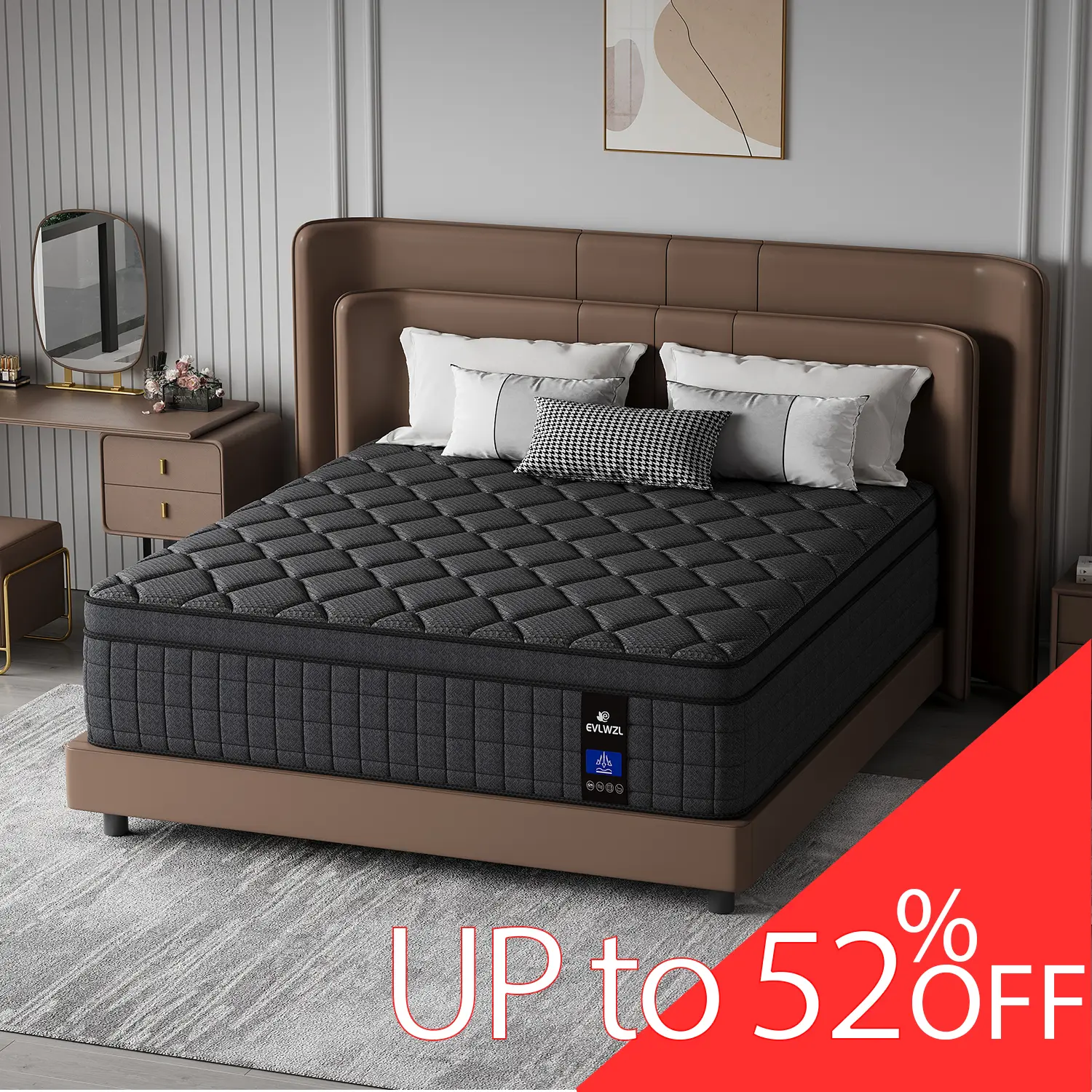 Hybrid Memory Foam and Spring Mattress (8/10/12/14 In) - Medium Firmness, Lumbar Support, Queen Size, King Size, Full-Sized, Extra Deep Options, Boxed Furniture Gift for Home & Hotels, Queen Size Mattress, King Size Mattresses,dorm essentials,home decor