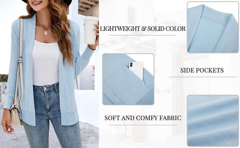 Imily Bela Womens Cardigan Sweater Long Sleeve Open Front Knit Cardigan Sweater with Pockets