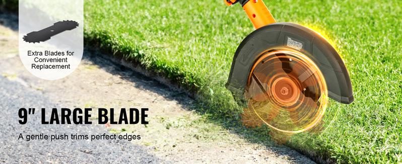 VEVOR Lawn Edger, TikTokShopBlackFriday, 20 V Battery Powered Cordless Edger, 9-inch Blade Edger Lawn Tool with 3-Position Blade Depth, Battery and Charger Included, for Lawns, Driveways, Borders, and Sidewalk Edges