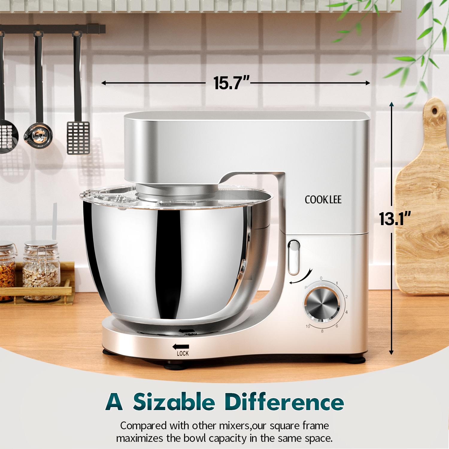 COOKLEE 9.5 Qt 660W Stand Mixer | 10-Speed Electric Kitchen Mixer with Dishwasher-Safe Attachments (Dough Hooks, Flat Beaters, Wire Whip, Pouring Shield) | Perfect for Home Bakers