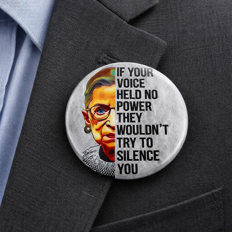 RBG Pin Buttons in 3 Sizes- Activism Accessory, Political Protest Pin