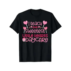 Men'S & Women'S Valentine'S Day Teacher Shirt - Funny Educator Gift with "I Teach the Sweetest Little Hearts" Slogan - Soft Breathable Lightweight Tee - Machine Washable Daycare, Preschool, Elementary Teacher Apparel - Sizes S to XXXL - Black with Pink &