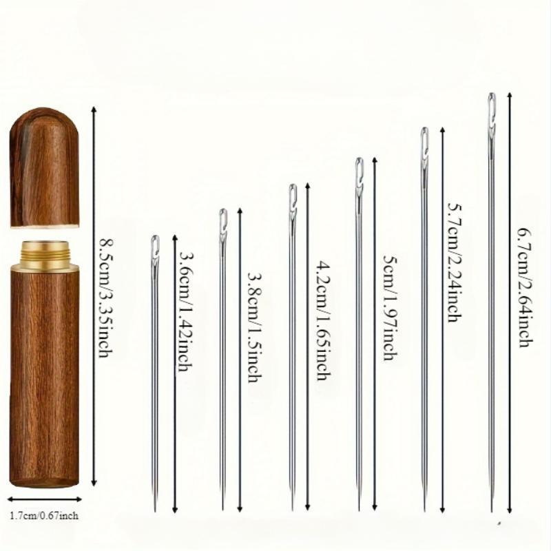 Self-threading Needle Set, 30pcs/set Multi-purpose Household Hand Sewing Needle with Wooden Needle Case, Sewing Supplies for Home & Cloth Shop Use