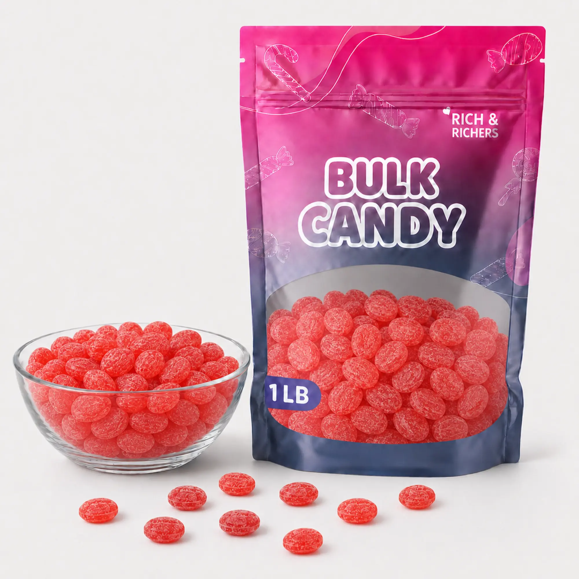 Claeys Wild Cherry Drops Old Fashioned Hard Candy | 1lb Bulk Bag | Sanded Sweet Treats