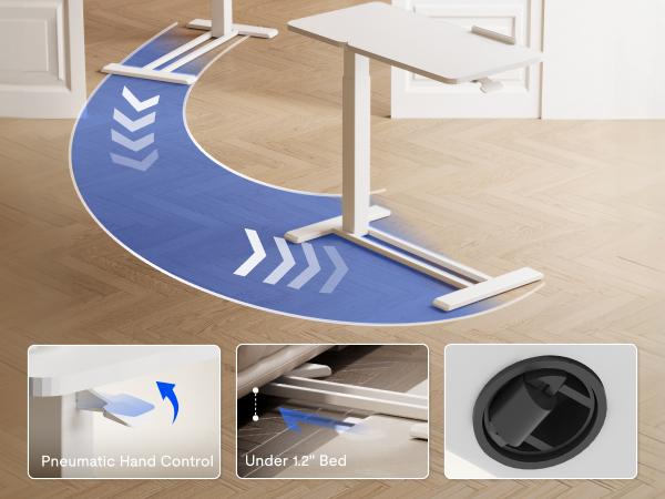 FLEXISPOT H7 Flex Height Adjustable C-Shaped End Table with Split Tilting Top, Mobile Side Table for Sofa & Bedside, Space-Saving Slide Under Furniture, Rolling Laptop Desk with Hidden Wheels for Small Spaces, WFH Essentials, Versatile Home Gift