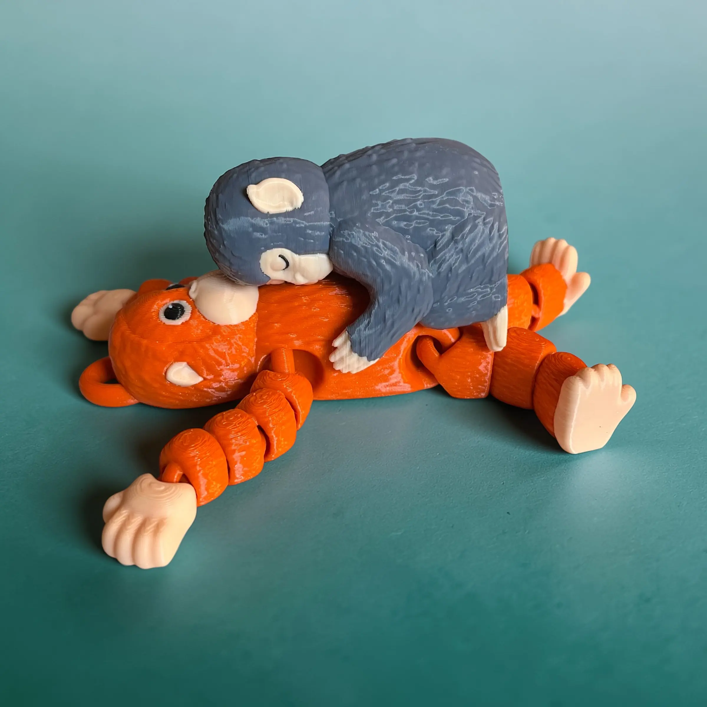 Punch the Monkey and Flexi Orangutan - 3D Printed Keychain Figure Set