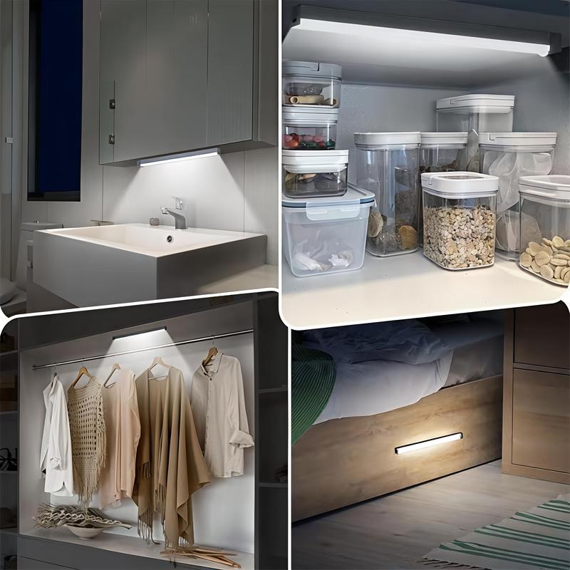 6 USB rechargeable LED cabinet lights, magnetic wireless night lights with motion sensor function, warm light, suitable for corridors, stairs, bedside, wardrobes, decorative wall lights