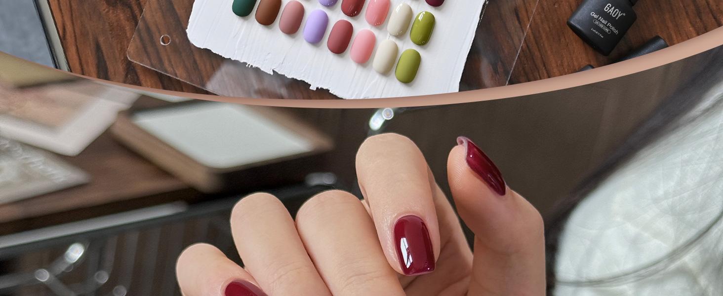 GAOY 36 Pcs Gel Nail Polish Set, 32 Colors All Season Gel Polish Kit Red Black White Nude Glitter with 4 Pcs Soak off Base Glossy Matte Top Coat & Builder for Nail Art DIY Manicure at Home