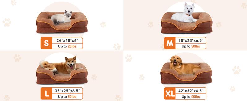 Orthopedic Dog Bed, Memory Foam Pet Bed for Small Dogs & Cats with Washable Removable Cover Non-Slip Base Waterproof Liner Egg Crate Foam for Improved Sleep