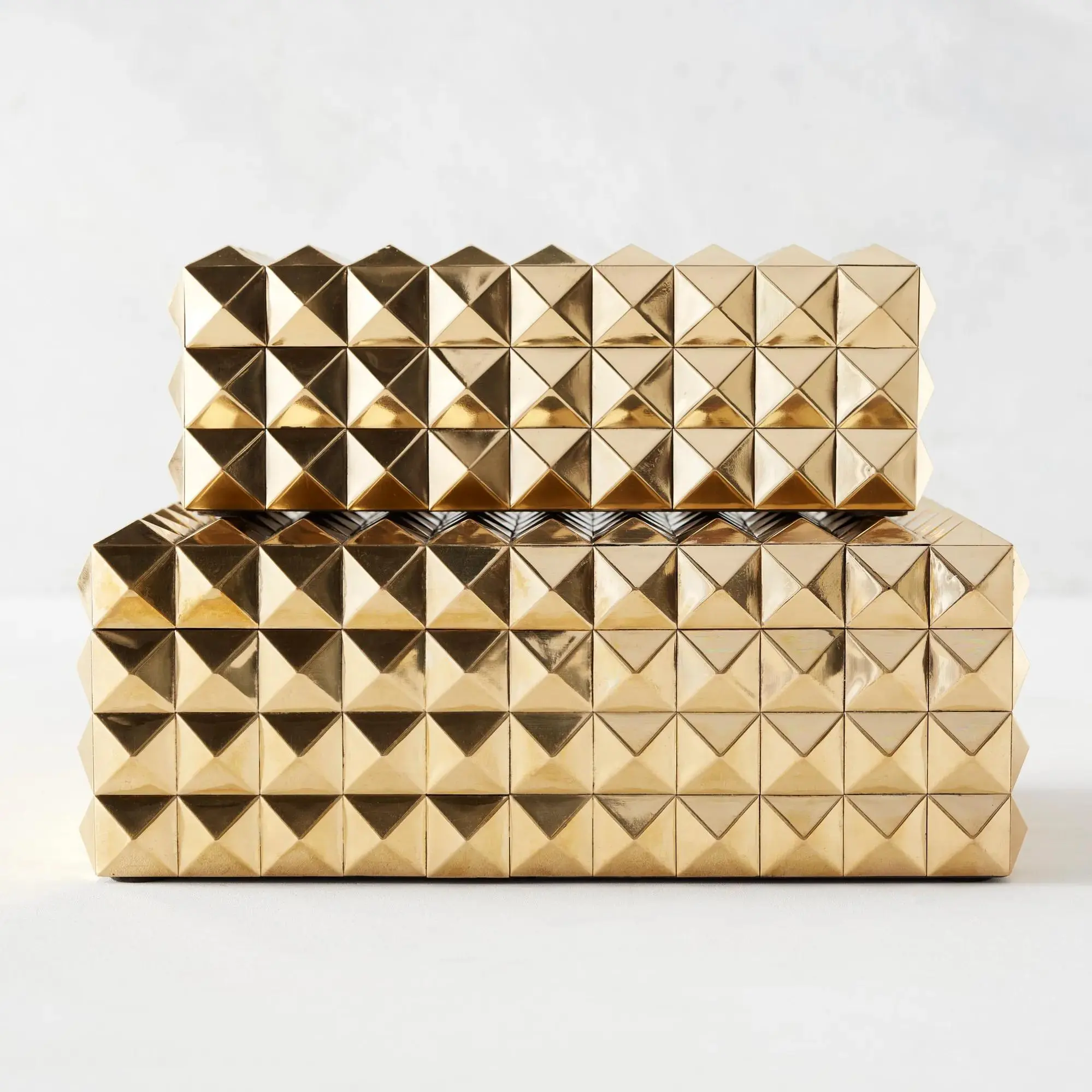 Z Gallerie Large Rectangular Gold Finish MDF Studded Organiser - 11"l x 7"w x 4"h Divided Compartments, Functional Vanity Cosmetic Holder, Dresser Storage Solution (Gold Finish Adds Luxury)