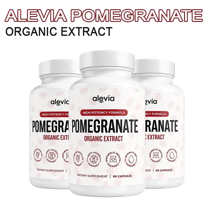 1-3 Pack - Alevia Pomegranate Capsules, Organic Pomegranate Extract Supplement, Antioxidant Support Formula, Supports Heart Health, Cellular Wellness & Daily Nutrition, 60 Capsules