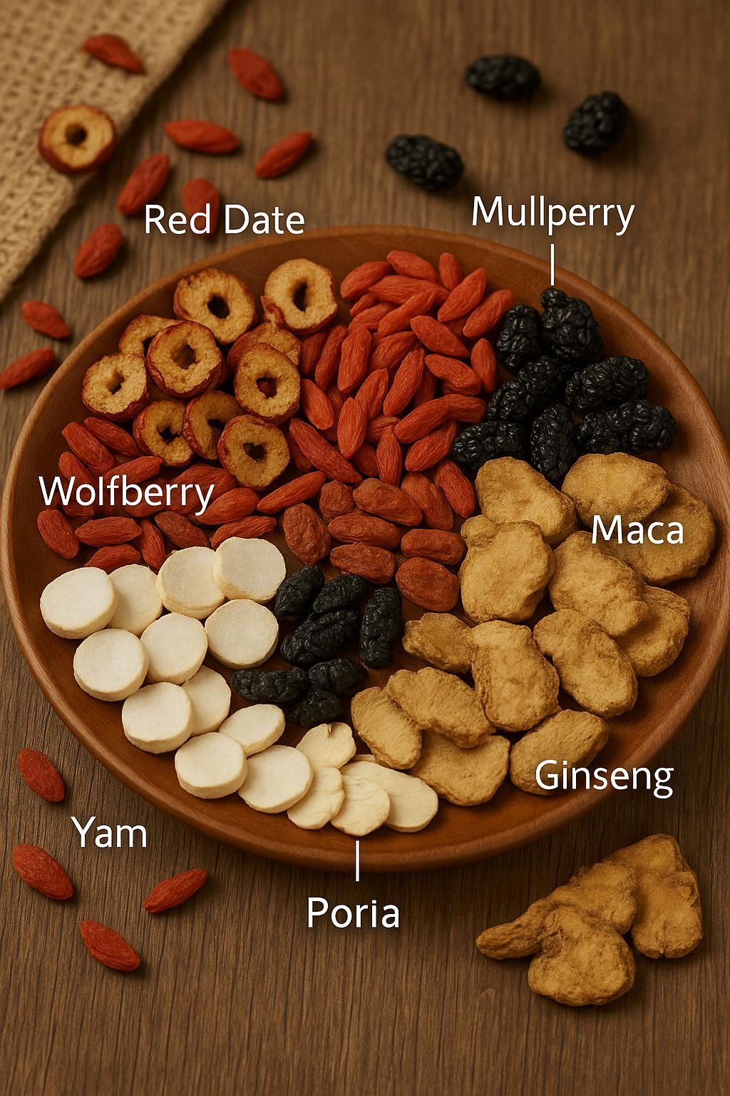 Kidney Tea Formula Ginseng Five Treasure Tea Red Date Wolfberry Men's Health Tea Mulberry Herbal Formula WB Beverage Perfume