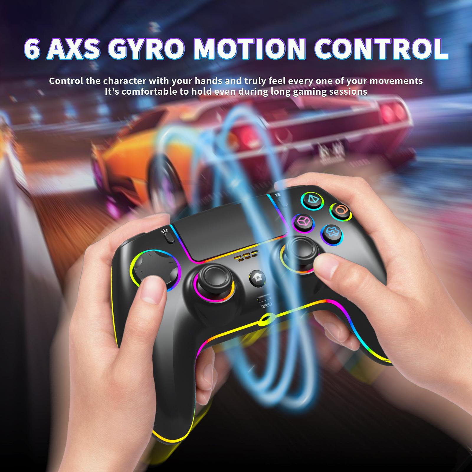 Wireless RGB PS-5 Hall Controller for PS5 & PC with Hall Effect Sticks No Drift Programmable Back Buttons Turbo 6 Axis Gyro Dual Vibration & Touchpad Gaming Accessories Game Peripherals