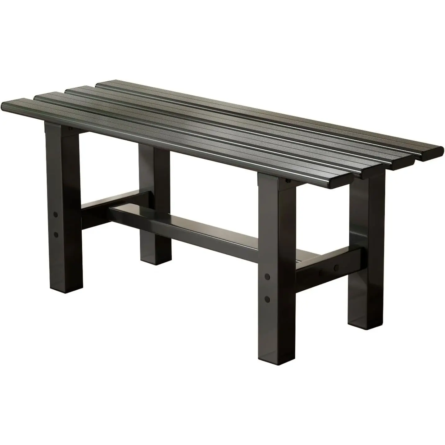 TECSPACE 35 Inches Aluminum Outdoor Weatherproof Bench Backless, 330 LBS Bearing Capacity Garden Porch Bench, Black Comfortable Garden Kneeler Seat