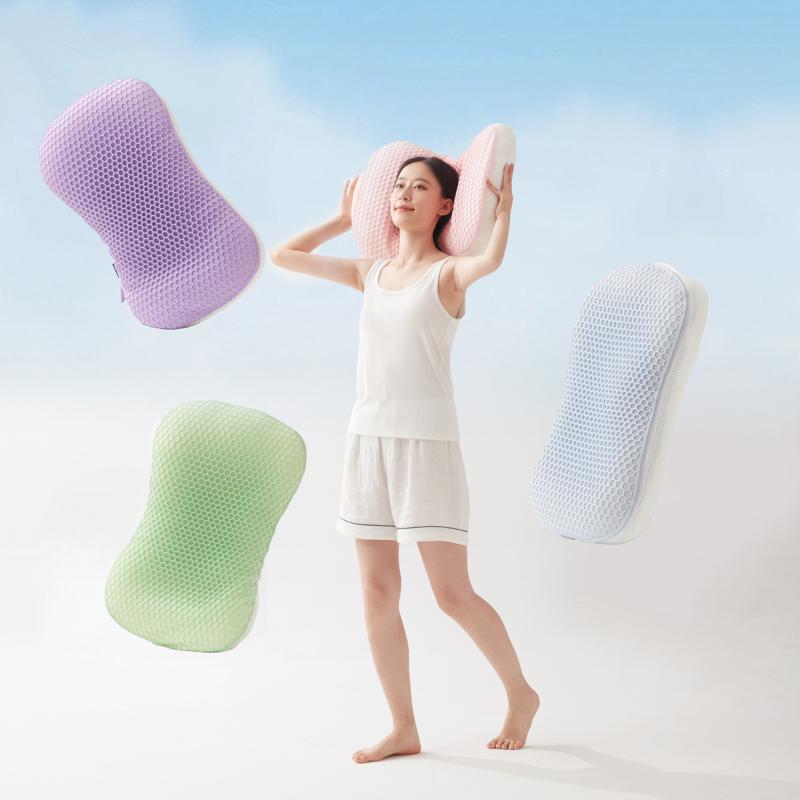 H&D TPE Grid Cooling Gel Pillow Ergonomic Support for Neck & Shoulder Pain Relief Breathable Mesh Cover All-Season Comfort Soft Fabric Side Hypoallergenic Fabric 26x14x6 inches