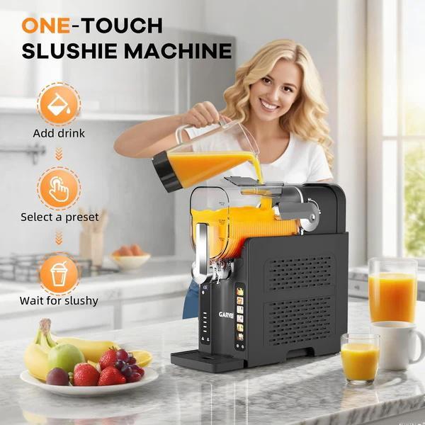 【GARVEE】 Slushie Machine 70 oz (2.1L) , Frozen Drink Maker with 3 Preset Modes (Slush, Frappe, Milkshake), LED Display, Auto-Clean & One-Touch Dispensing, Ideal for Margaritas, Smoothies & Ice Cream