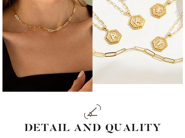 Turandoss Heart Initial Necklace 14K Gold Plated Dainty Pendant Adjustable Chain High-Quality Brass Hypoallergenic Gift for Women